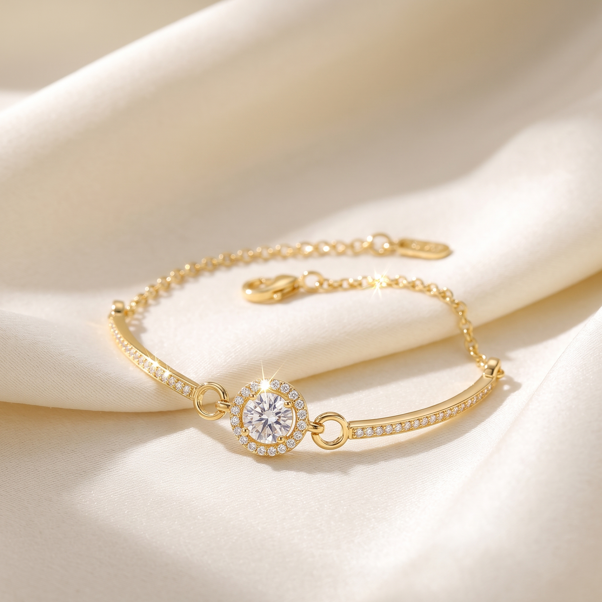 CAPRI Starlight Bracelet — Gold on ivory silk